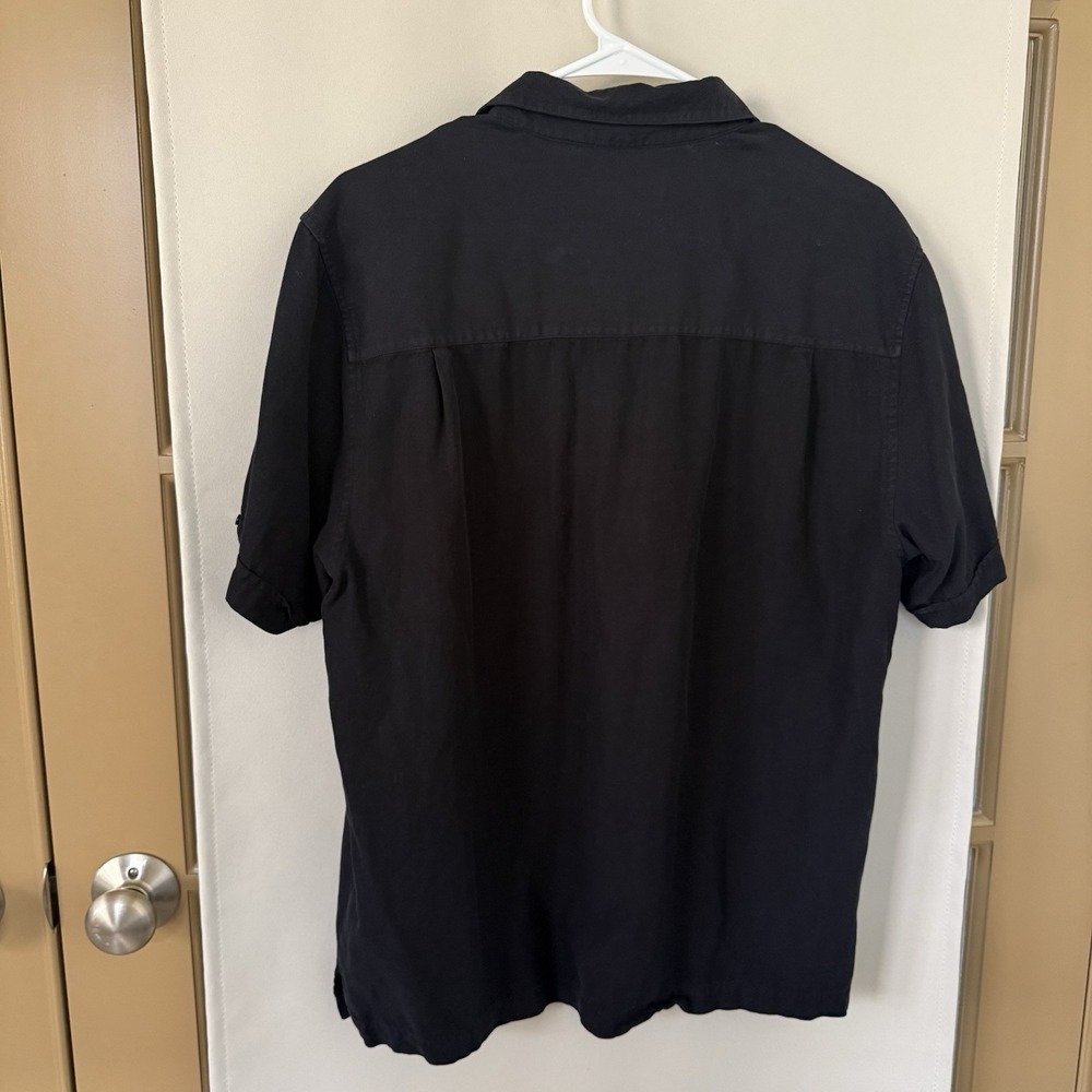 Cubavera Men's Large Black Embroidered Silk‎ Blend Short Sleeve Button Up Shirt - Picture 4 of 7